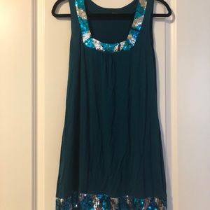 Green, sequin dress